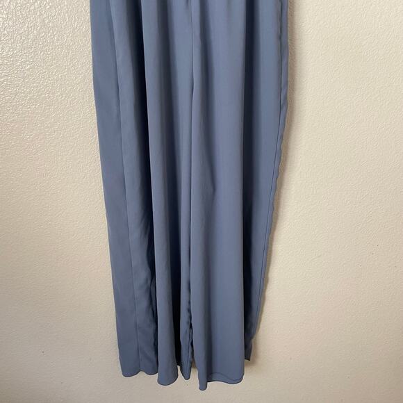 Aritzia Wilfred Jumpsuit Womens Size 4 Blue Zadie Smocked Straight Leg Crepe - Picture 9 of 12